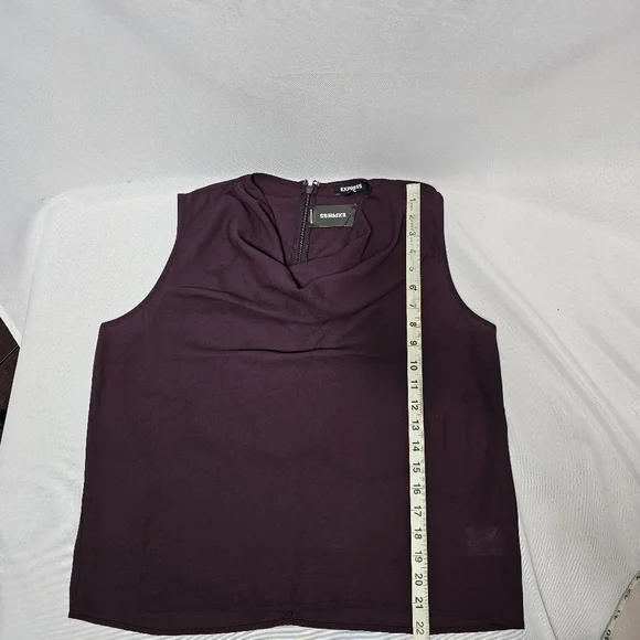 NWT Express Draped Neck Sleeveless Blouse - Deep Plum | Size M - Picture 6 of 8